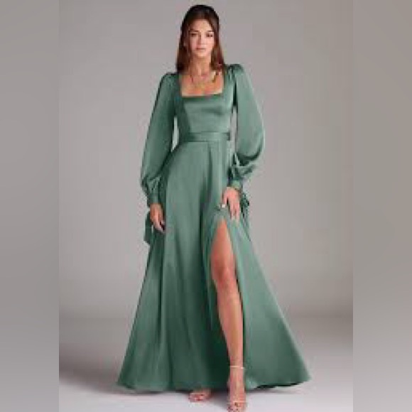 Azazie maxi satin dress sz l - Picture 8 of 12